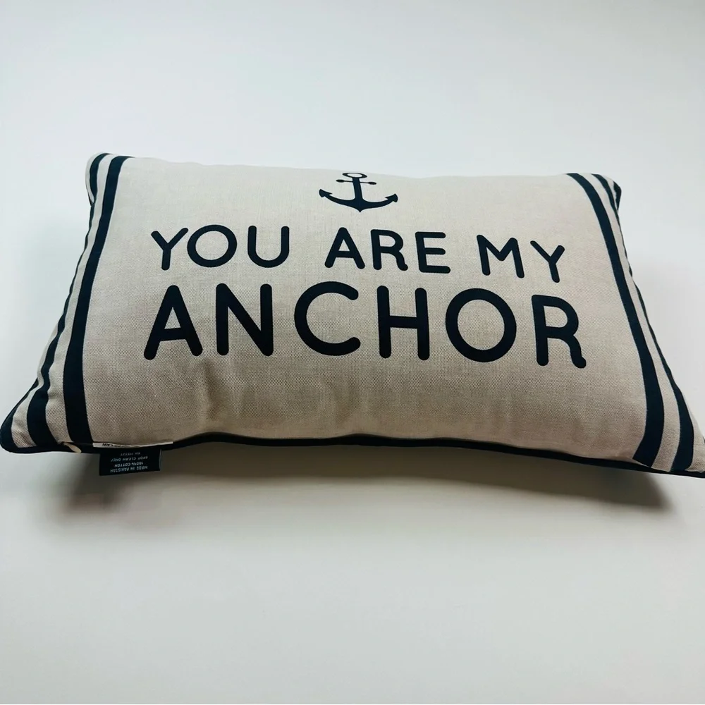 Cynthia Rowley You Are My Anchor Beach Lake Sailing Accent Pillow